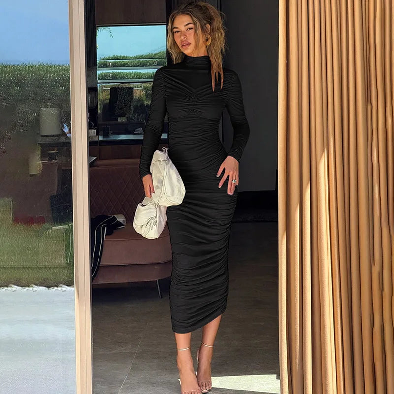Solid Chiffon Bodycon Dress