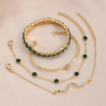 Green Gemstone Bangle Set