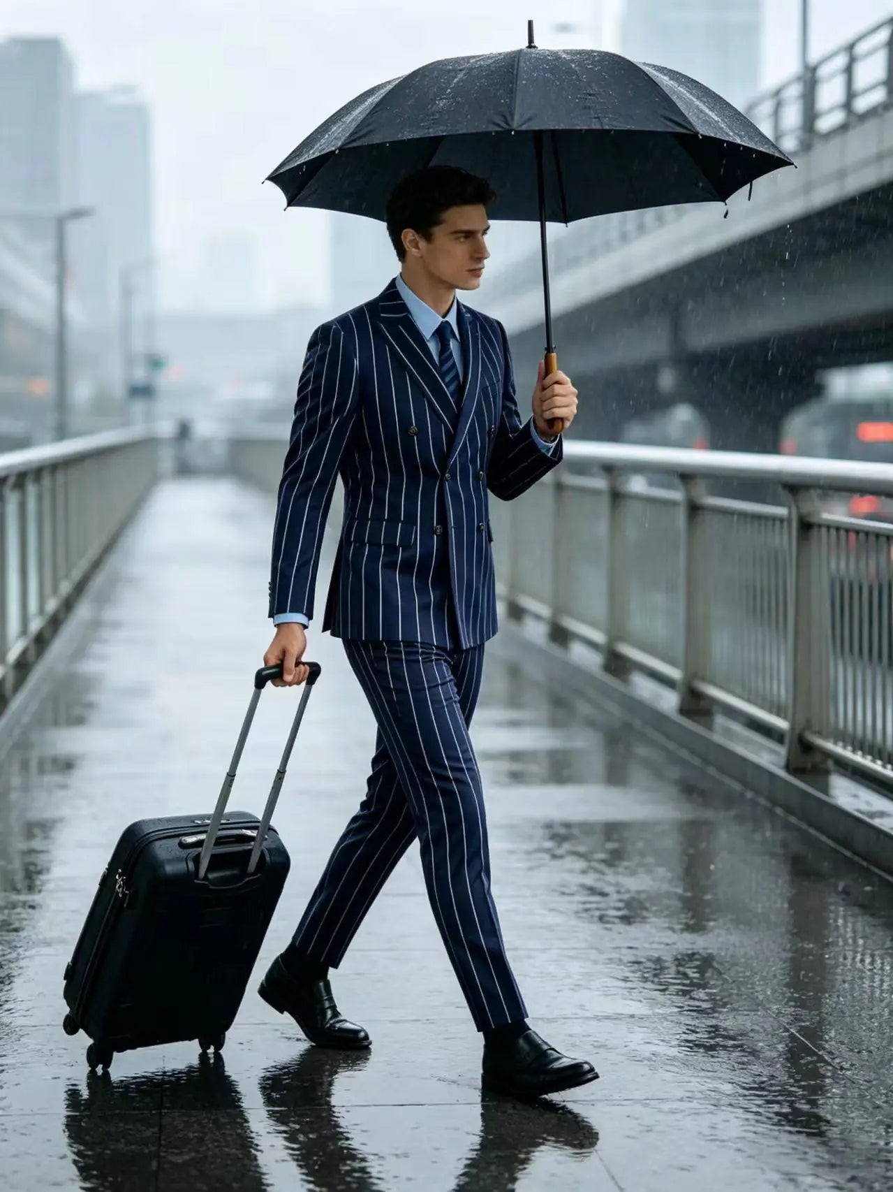 Pinstripe Double-Breasted Slim Tuxedo