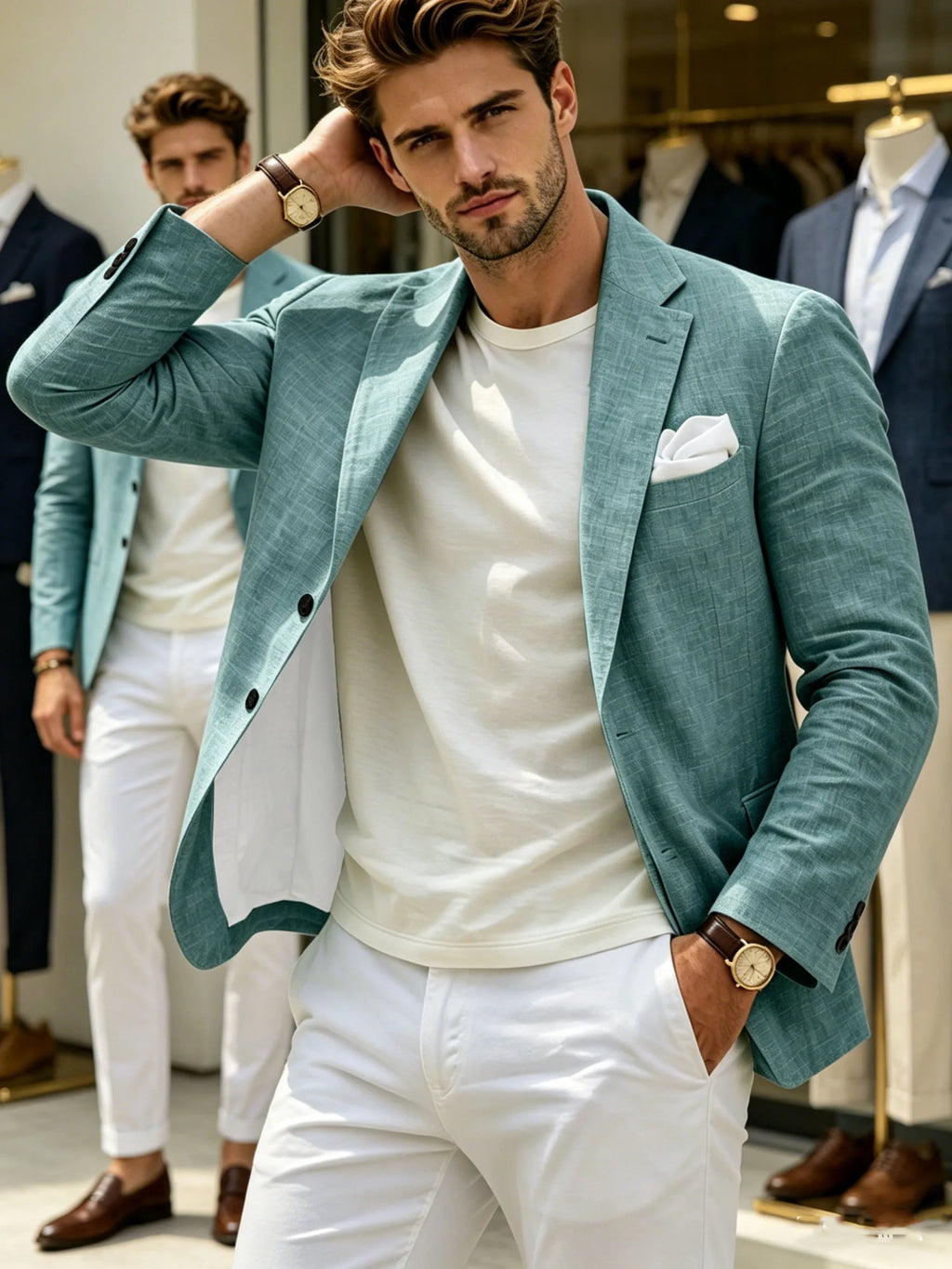 Linen Slim Single-Breasted Casual Blazer