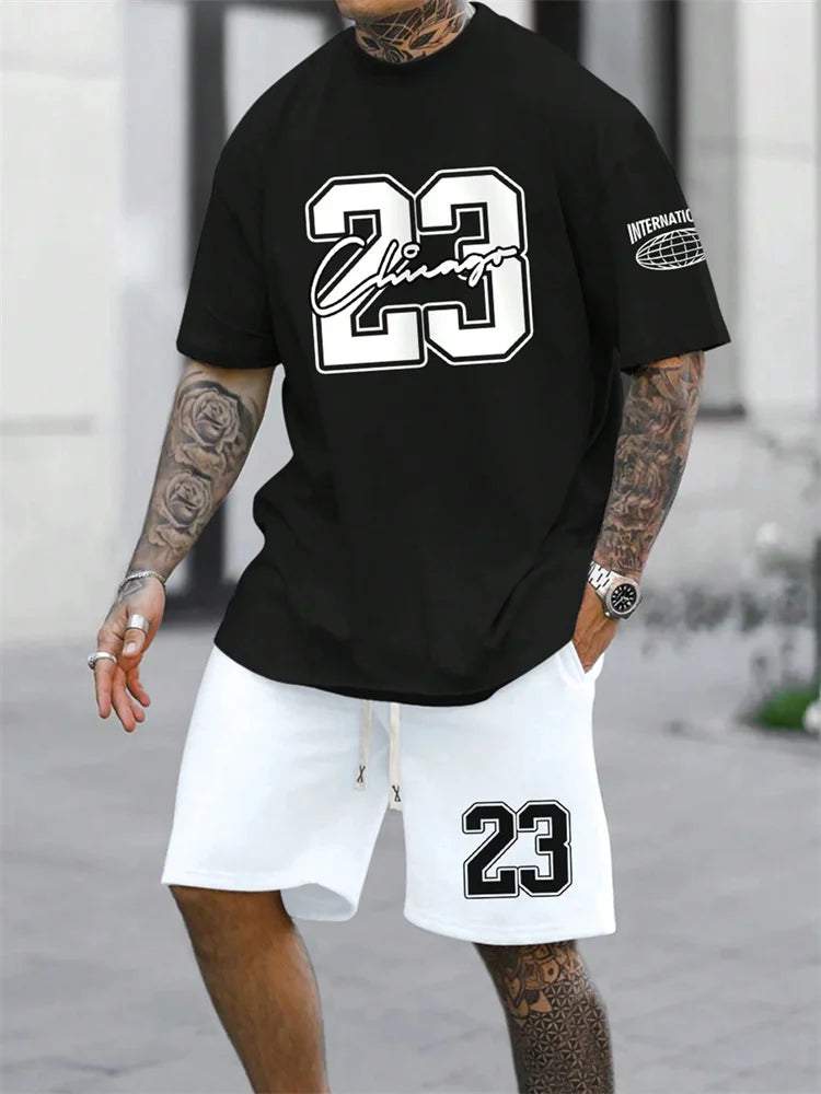 Digital Print Crewneck Tracksuit Set