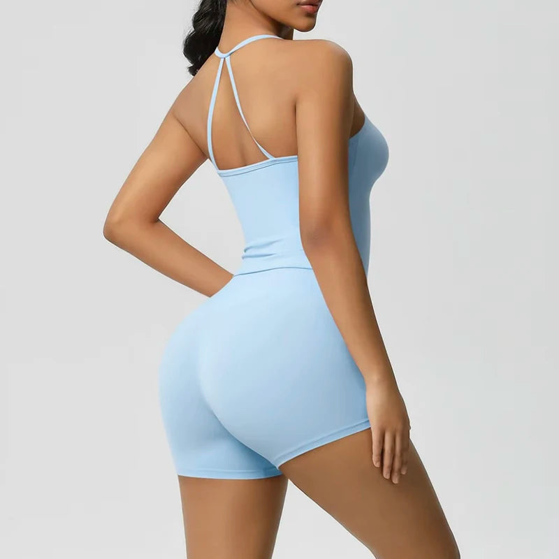 Everyday Solid Sleeveless True-To-Size Fit Two-Piece Yoga Set