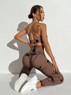 Checkered Seamless High-Waist Two-Piece Yoga Set