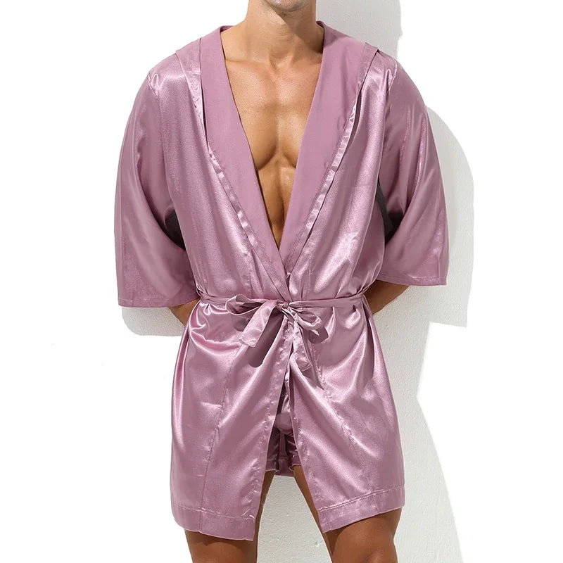 Summer Short Sleeve Homewear Bathrobe