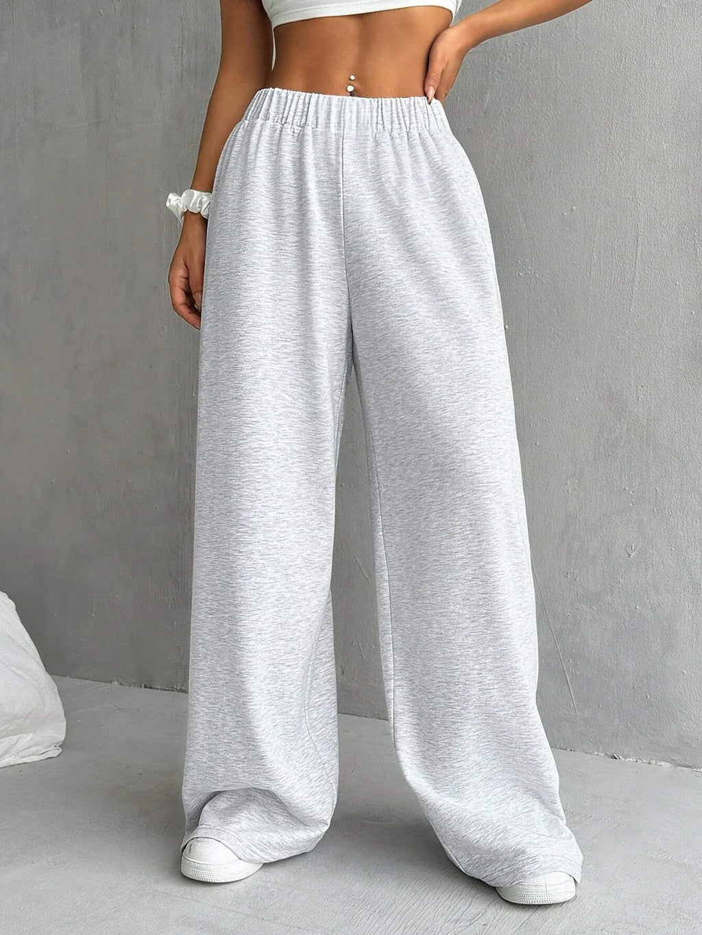 Solid Wide-Leg Ankle Pants