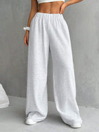 Solid Wide-Leg Ankle Pants