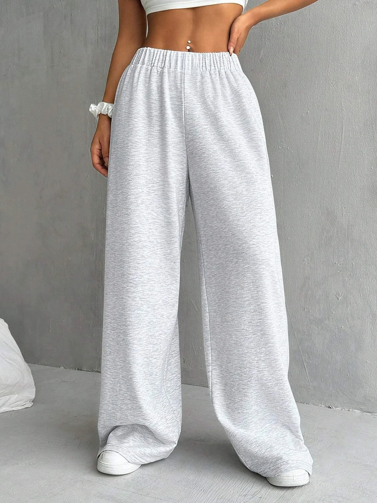 Solid Wide-Leg Ankle Pants