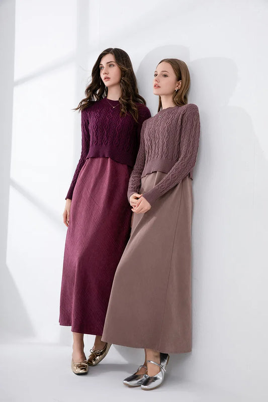 Knitted Top with Cupro Strap Dress