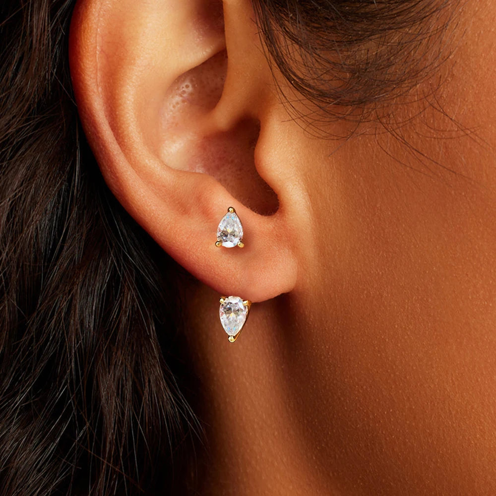 Double Pear Moissanite Stud Earrings