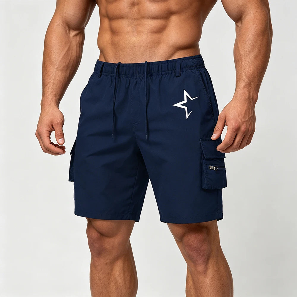 Quick-Dry Star Print Cargo Shorts