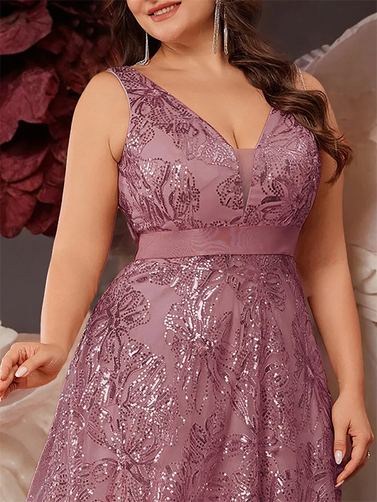 Deep V-Back Sequin Gown