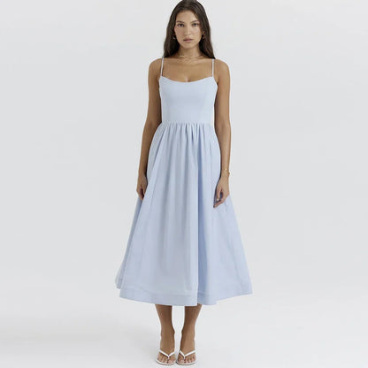 Elegant Spaghetti Strap Midi Dress