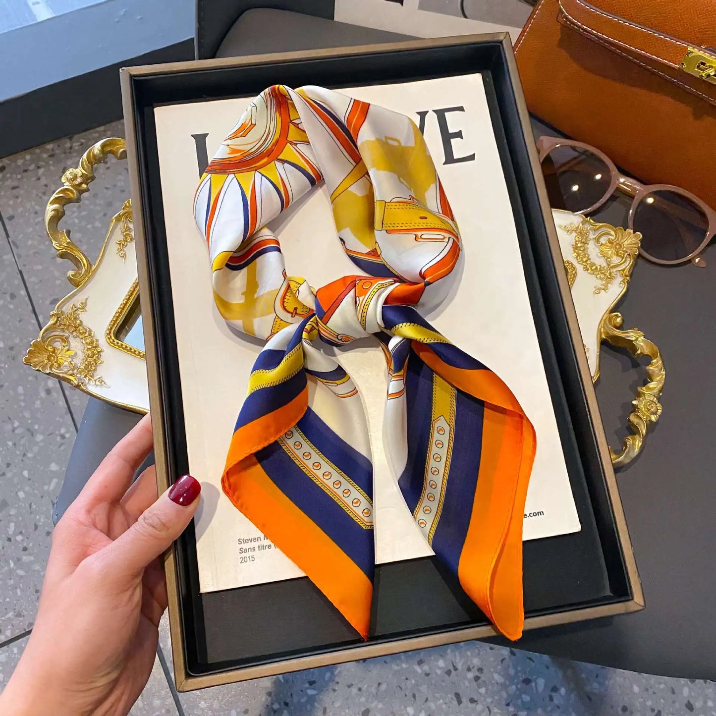 Luxury Silk Plaid Hijab Scarf