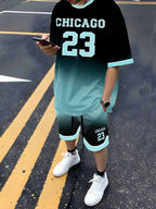 Letter Print Basketball Shorts Set