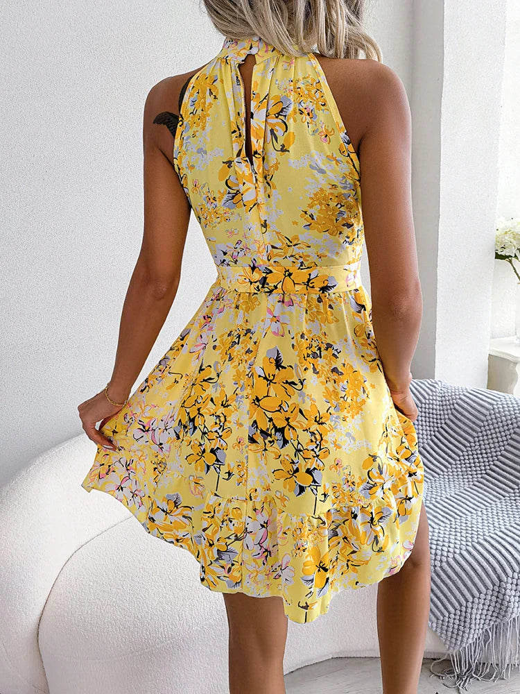 Summer Floral Halter Dress