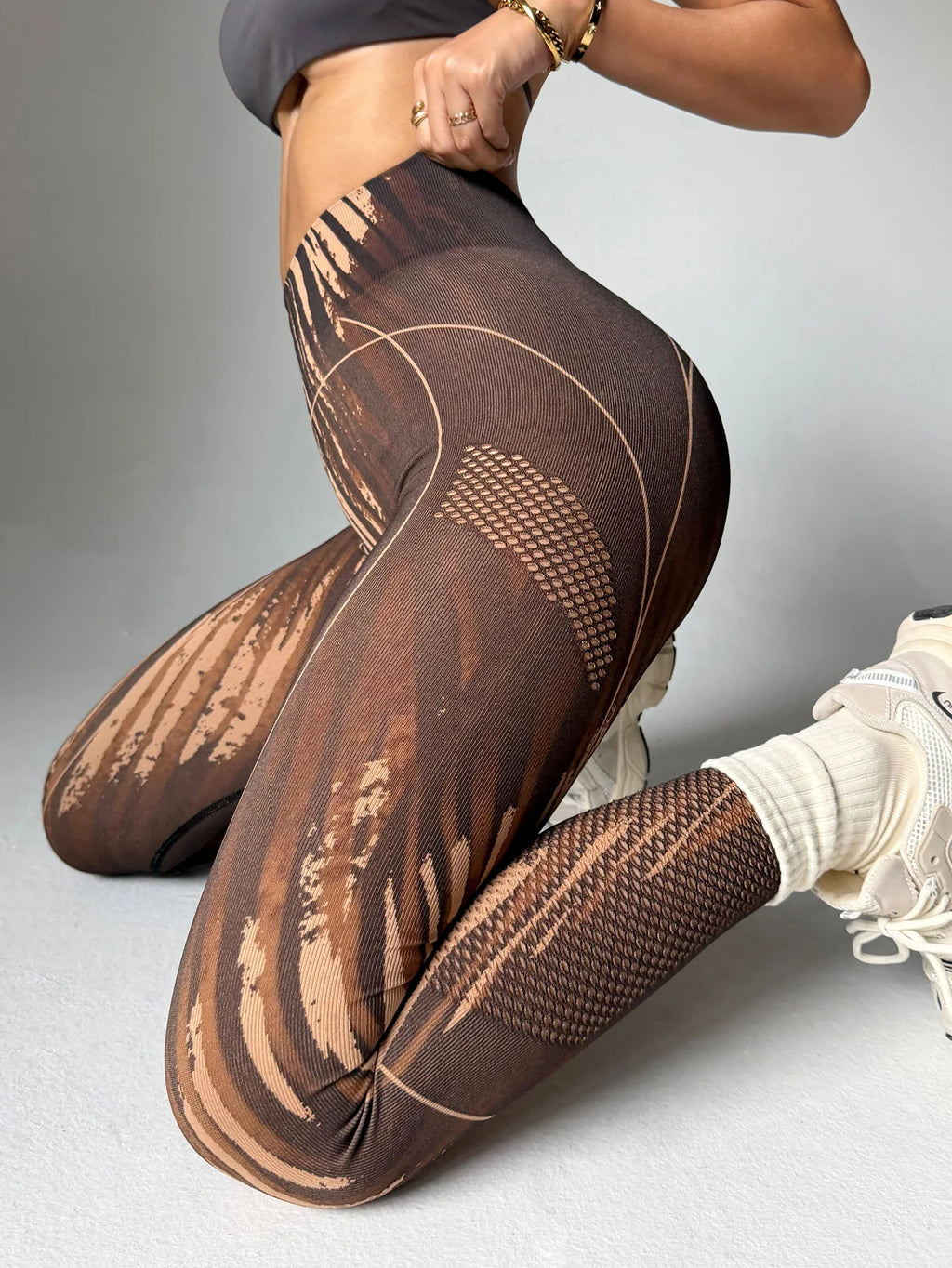 Lattice Print High-Waist Leggings