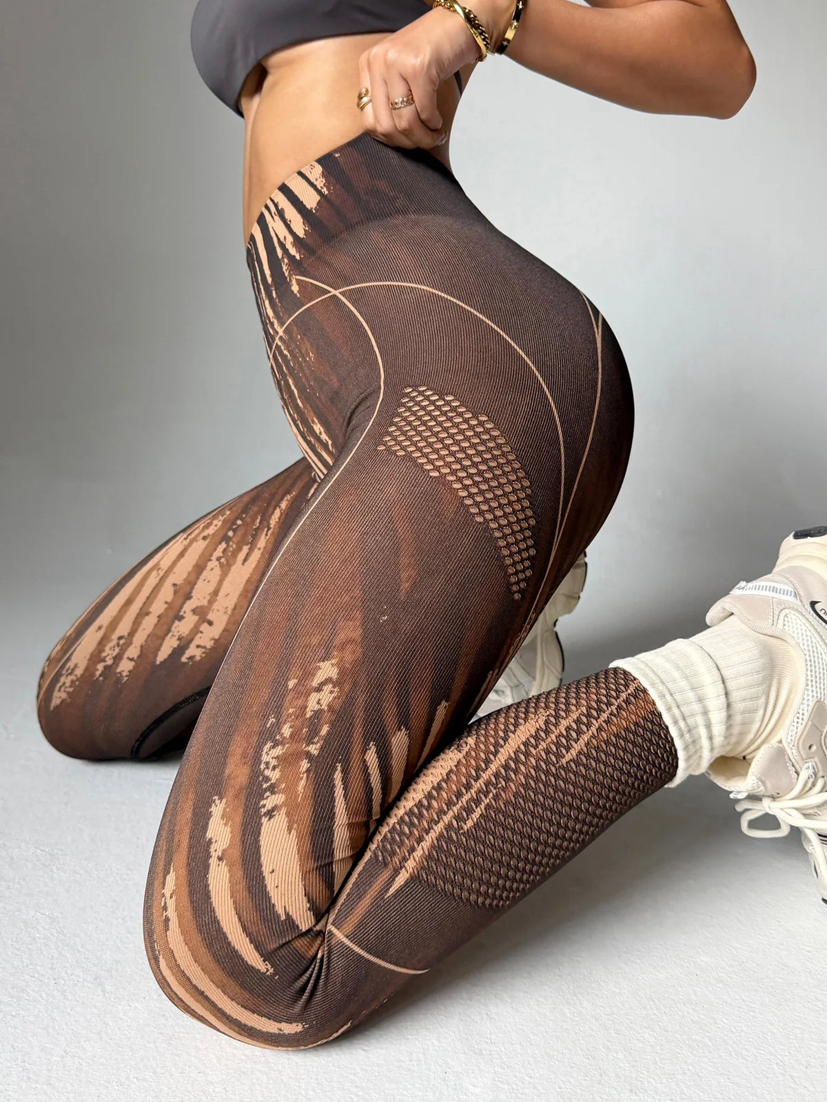 Lattice Print High-Waist Leggings