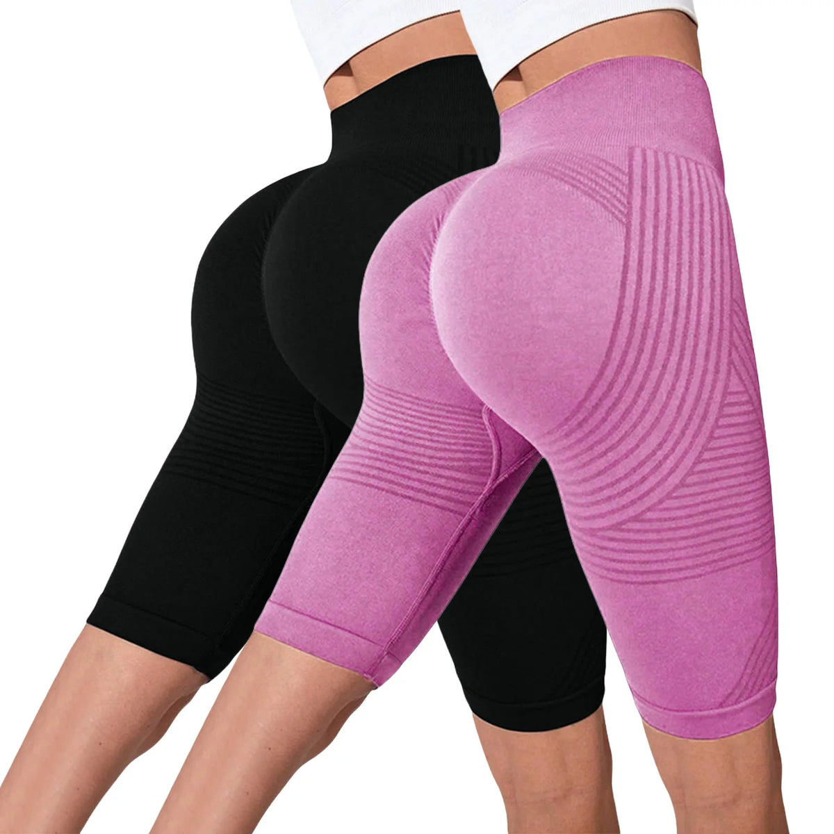 Seamless Hip-Lifting Yoga Shorts 2-Pack
