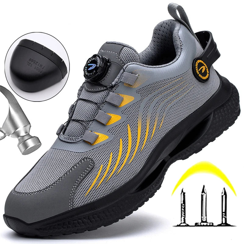 MJYTHF Rotating-Button Steel-Toe Boots