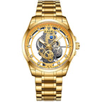 LIGE Gold Skeleton Vintage Watch