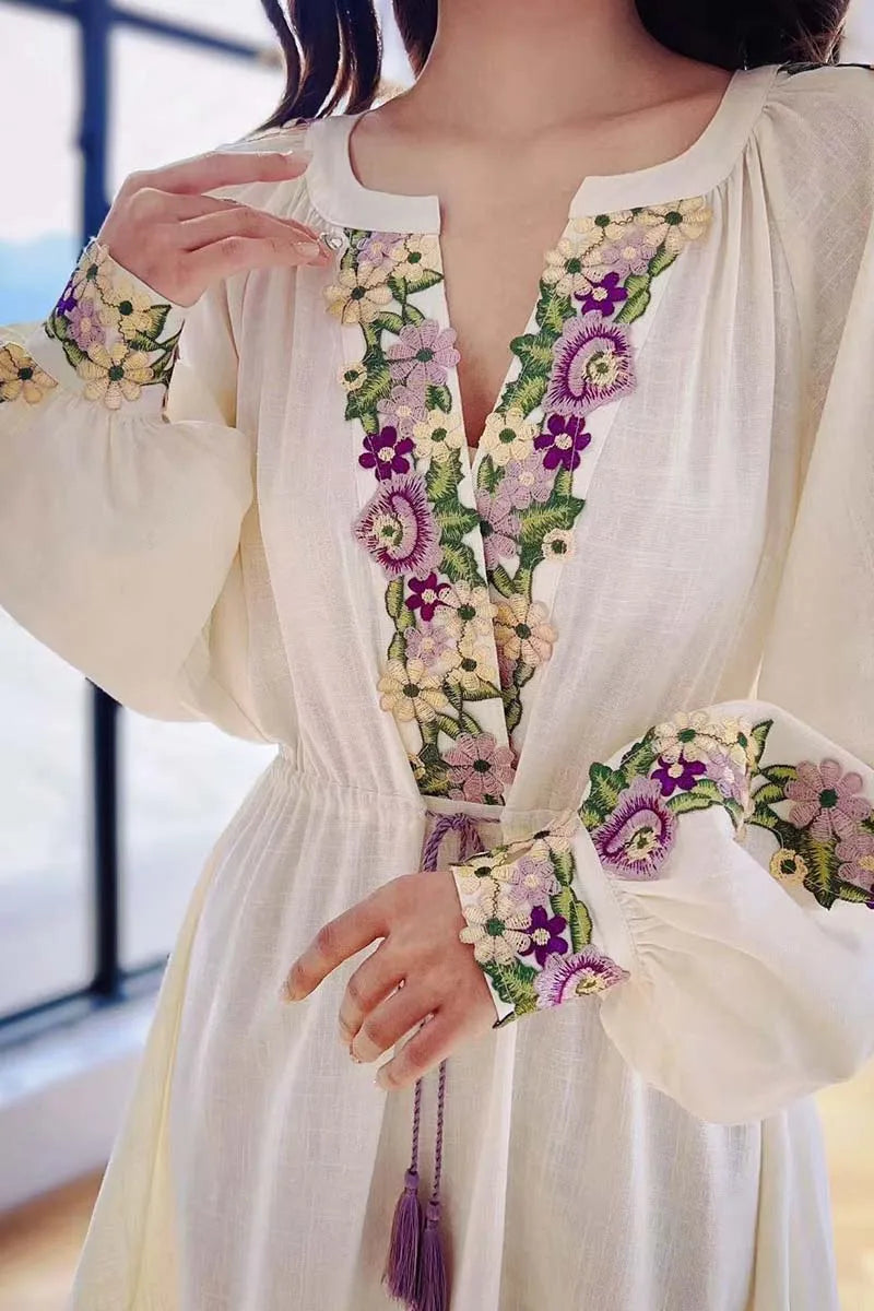 Spring Embroidered Chiffon Dress