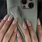 French Tip Fake Nails Almond
