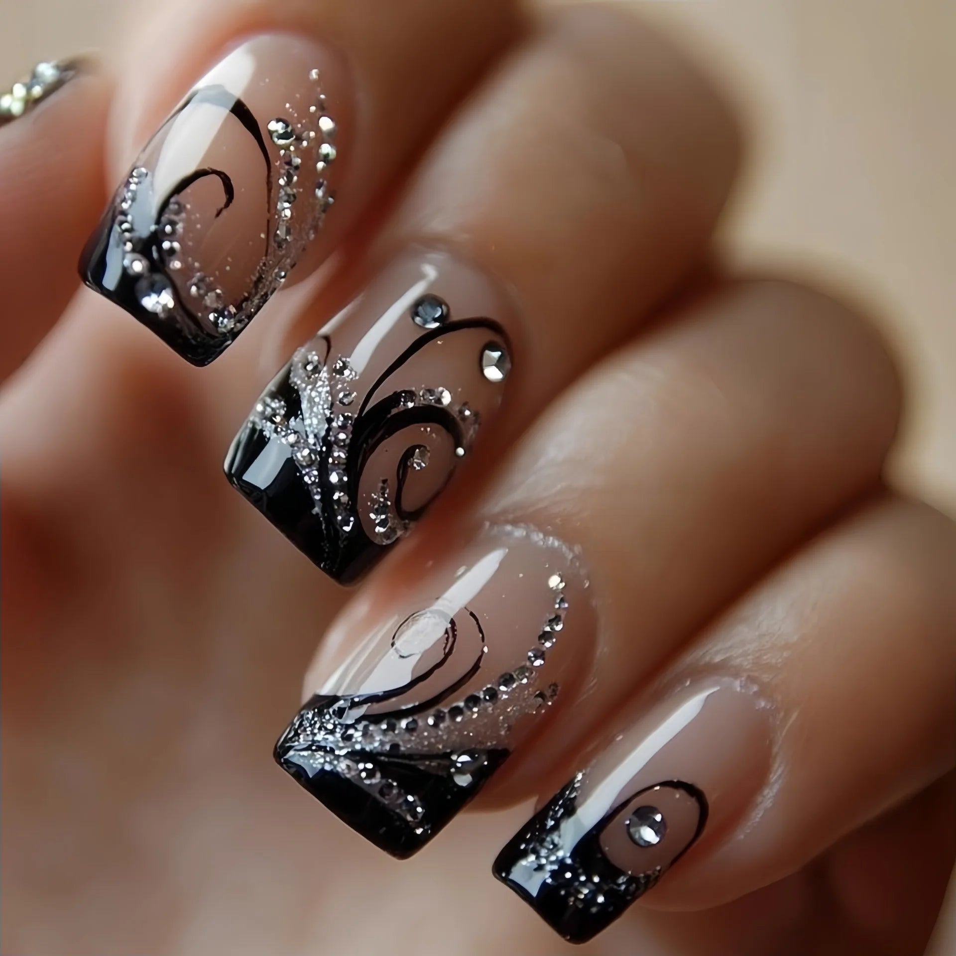 Gothic False Nails Dark Red