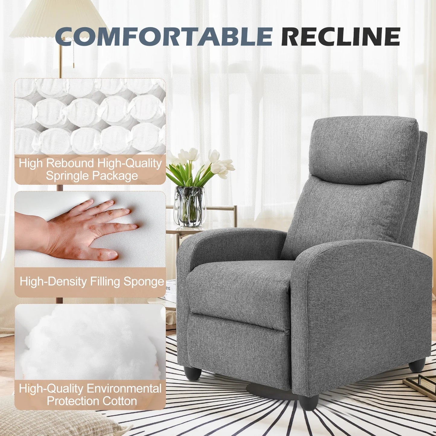 Modern Fabric Recliner Sofa