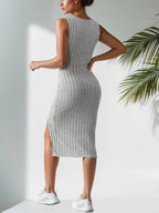 Square Sleeveless Slit Dress