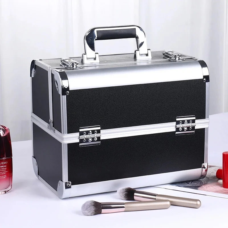 Portable Aluminum Alloy Makeup Train Case with Handle
