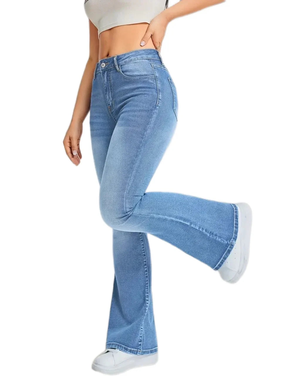 Wide-Leg Flared High-Waist Trousers