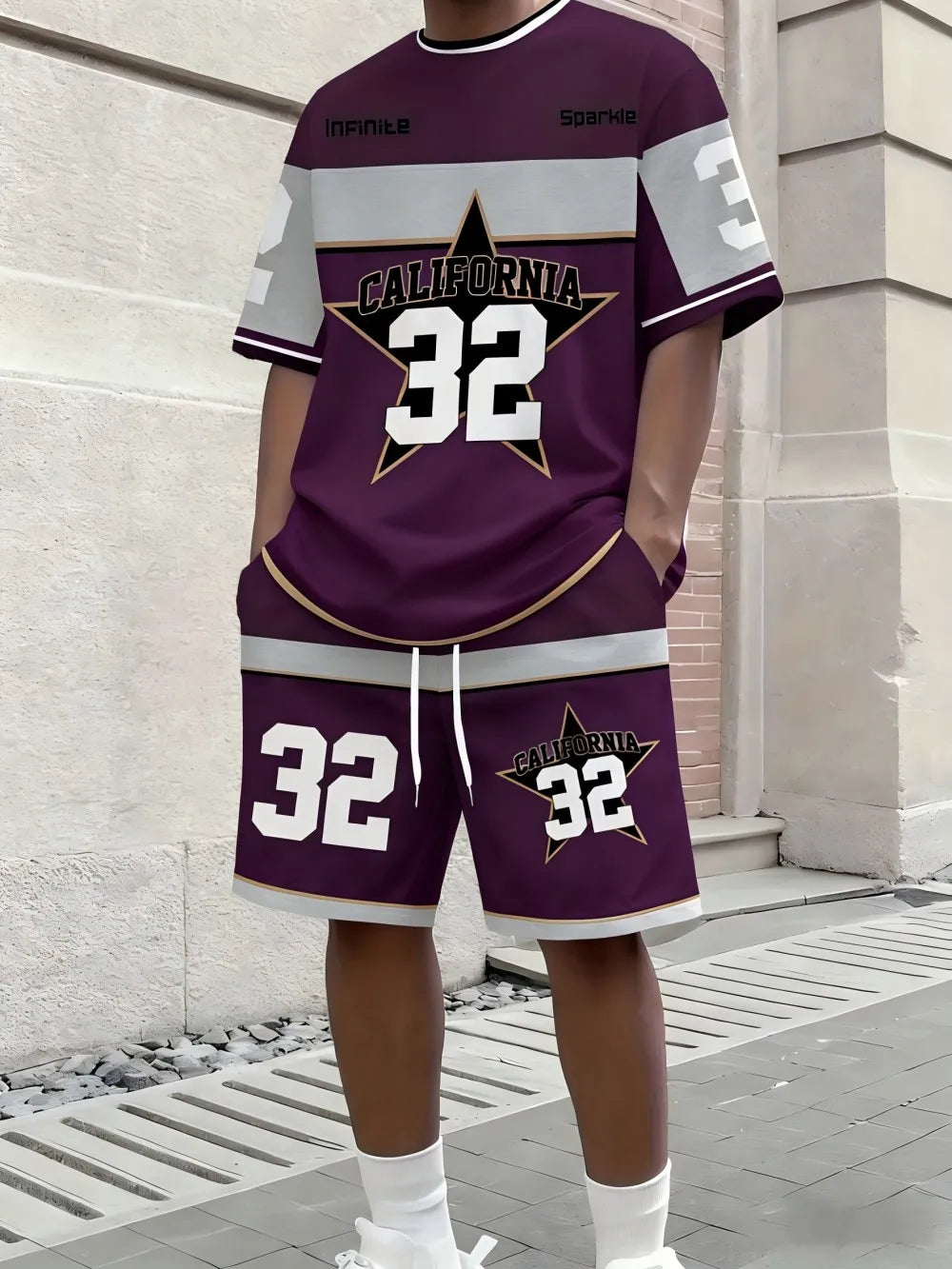 Letter Stripe Print Streetwear Set