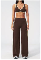Nylon Striped Sleeveless True-To-Size Fit Two-Piece Yoga Set