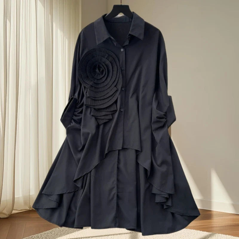 Turndown Collar Flower Top