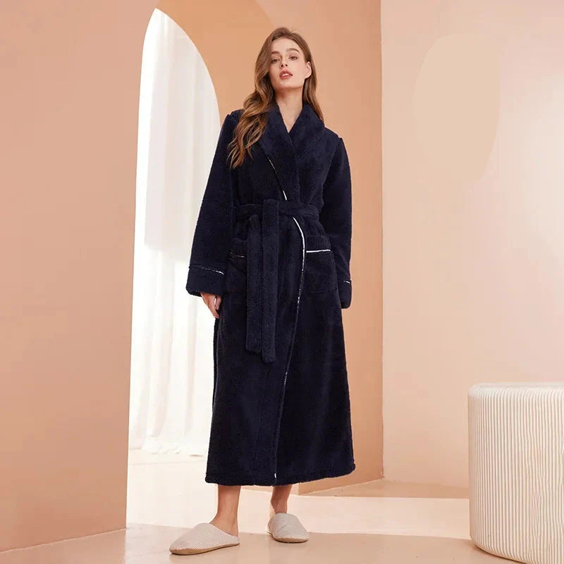 2025 Autumn & Winter Thick Flannel Bathrobe