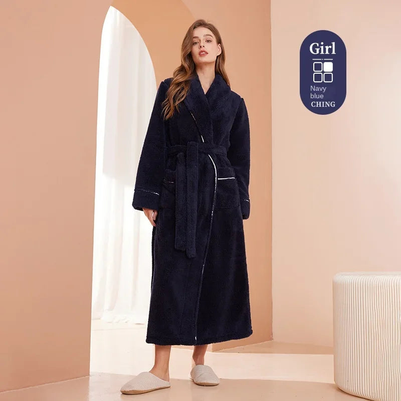 Autumn Winter Thick Cotton Flannel Bathrobe