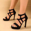 Zip-Up Canvas Stiletto Sandals