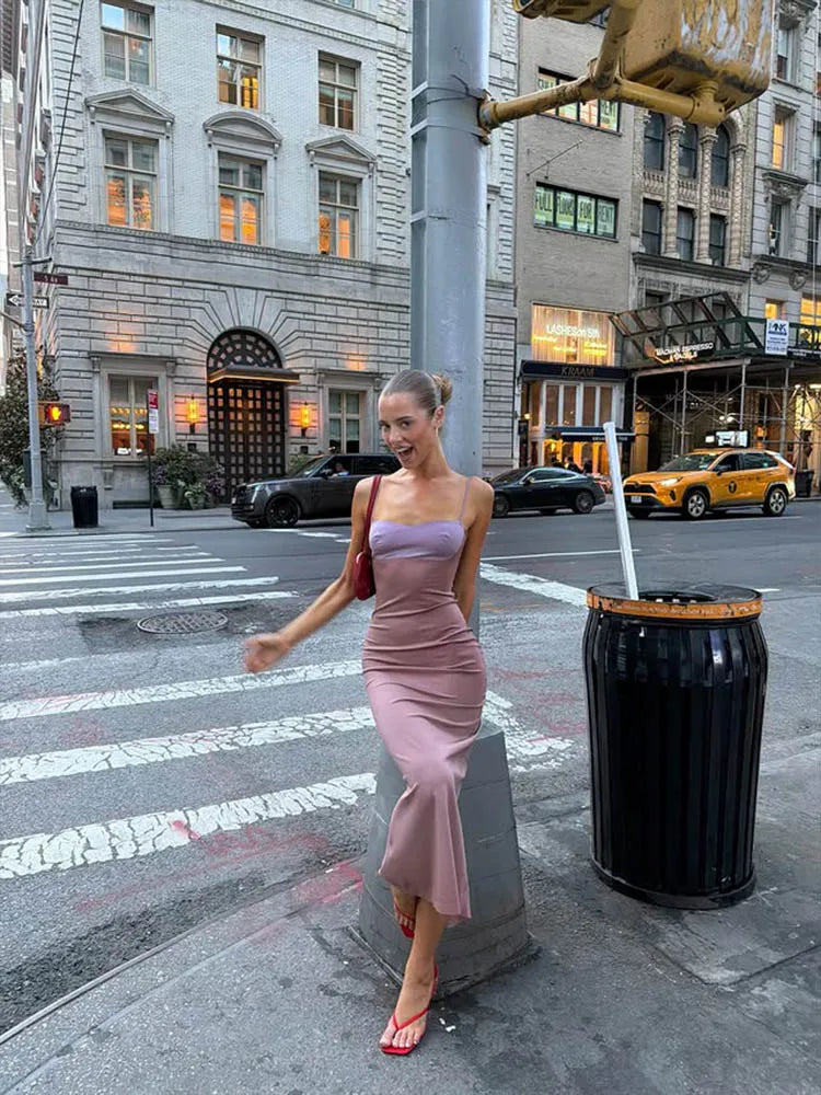 Slim-Fit Patchwork Camisole Dress