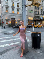 Slim-Fit Patchwork Camisole Dress