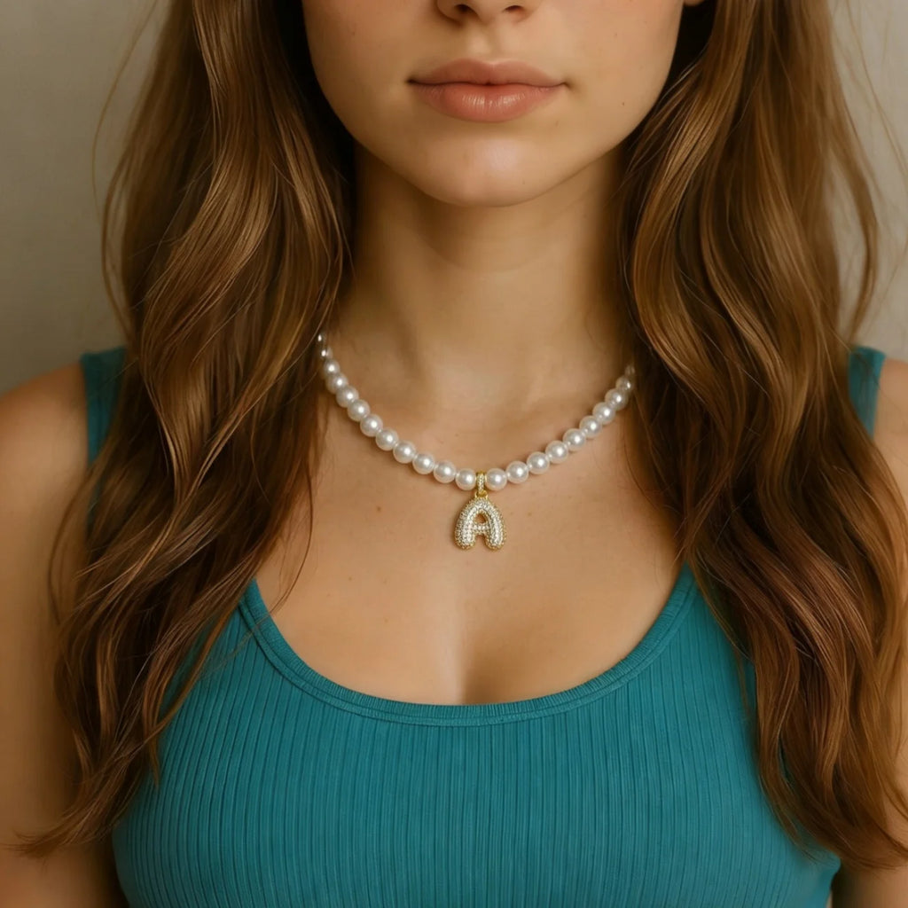 Pearl Letter Pendant Necklace