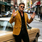 Suede Texture Notch-Lapel Sport Coat