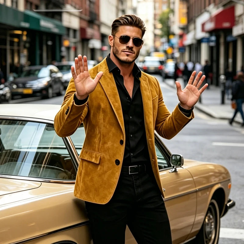 Suede Texture Notch-Lapel Sport Coat