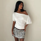 Polyester Solid Asymmetric Collar True-To-Size Fit Top