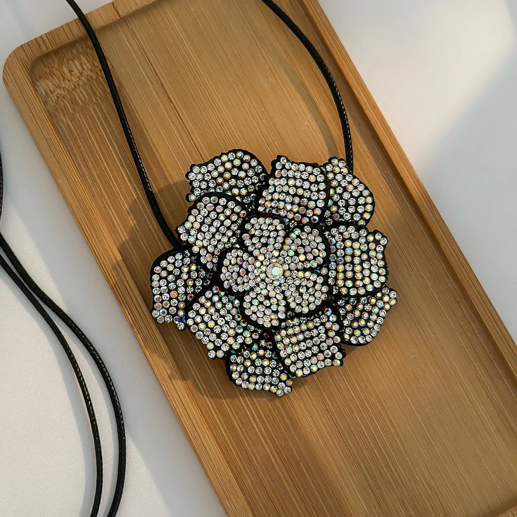Rhinestone Rose Choker Necklace
