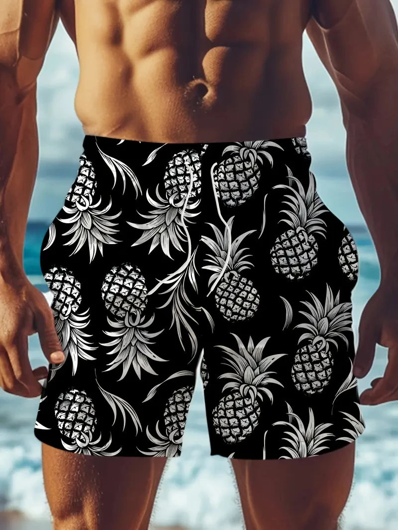 Pineapple 3D Print Swim Trunks