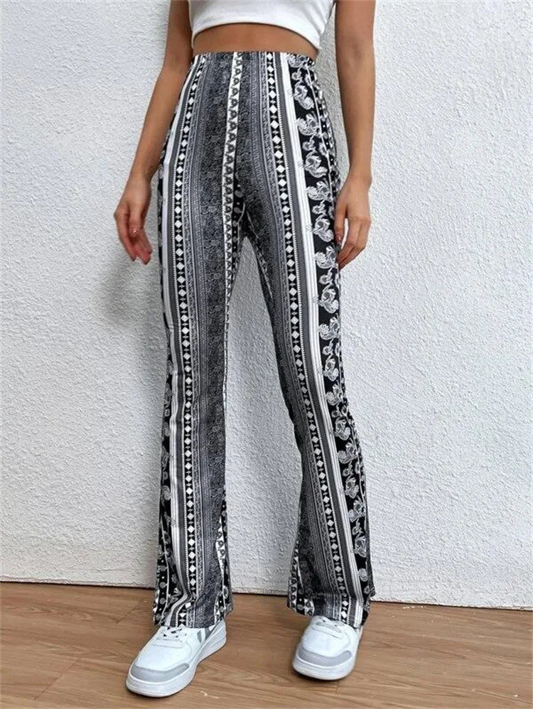 Ethnic Print Slightly Flared Leggings