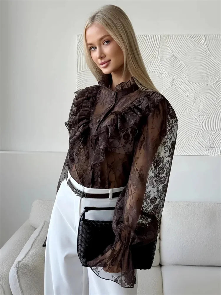 Lace Turtleneck Shirt