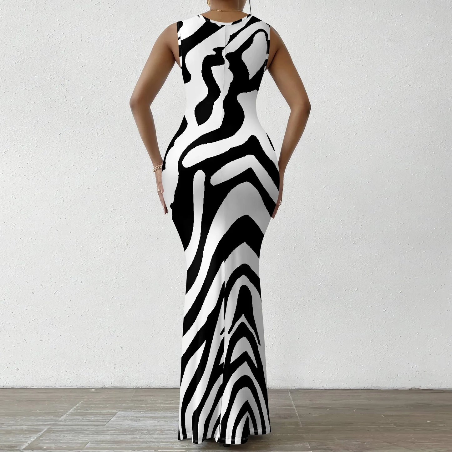 Women's Colorful Geometric Off-Shoulder Maxi Dress