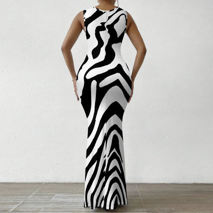 Women's Colorful Geometric Off-Shoulder Maxi Dress