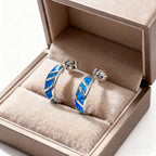 Blue Opal Geometric Drop Earrings